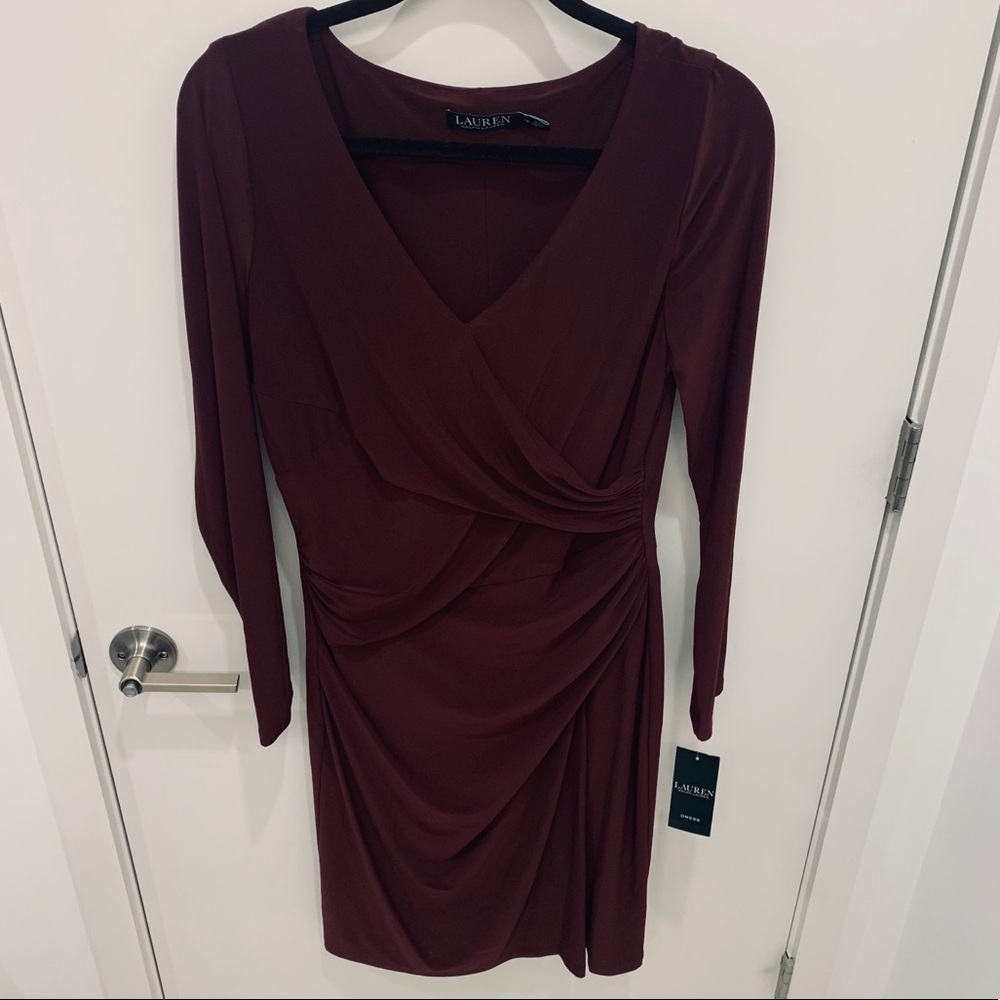 NEW Lauren by Ralph Lauren Faux Wrap Stretch Dress